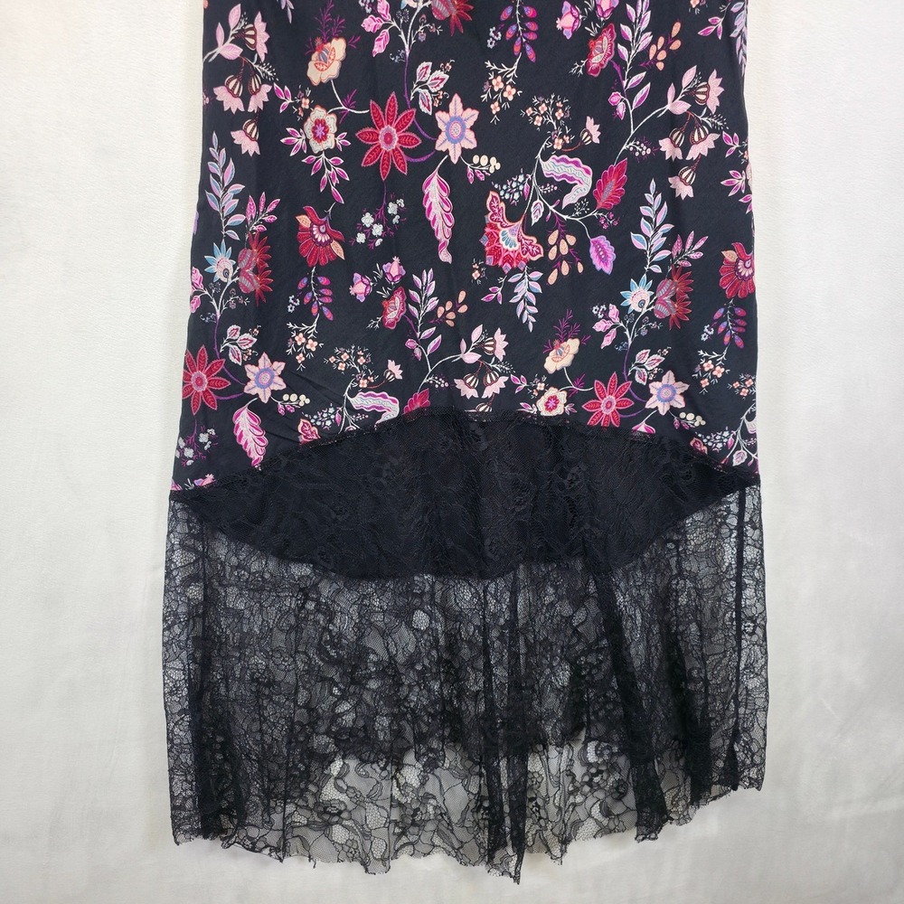 Boho Lace Whimsigoth Dress Women L Black Floral Romantic Slip Babydoll Maxi Date - Picture 11 of 15